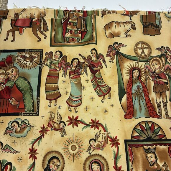 Alexander Henry Fabric Nativity Christmas Fabric 60”x 44” Cotton Phillip de Leon - Picture 2 of 6
